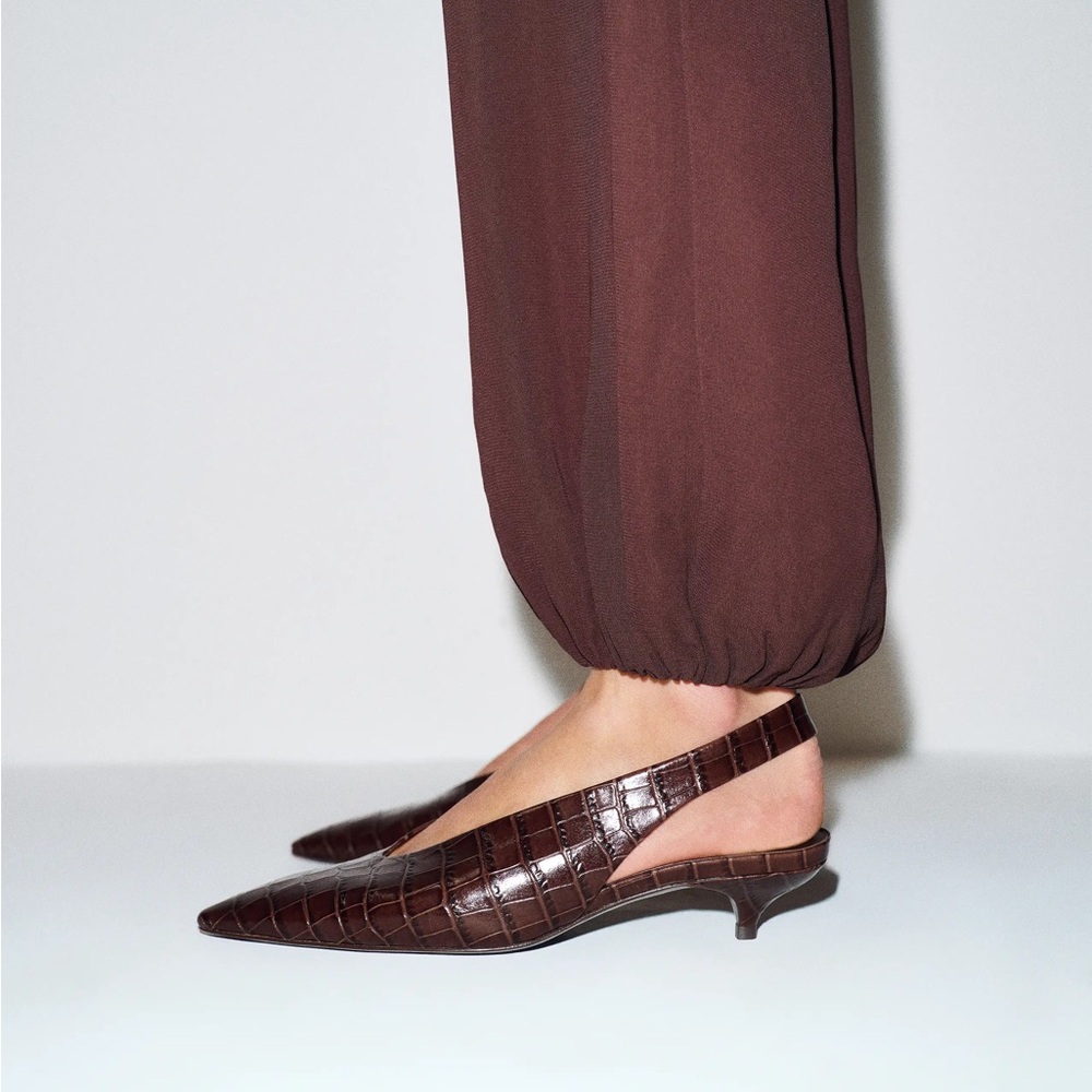 Reformation Calista Slingback Heel Brown - Size 7.5